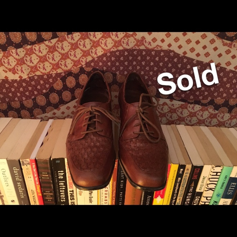 Vintage Women's Drew Woven Brown Leather Oxford - Picture 1 of 8